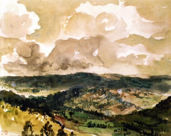 Panoramic View Of The Vallée De La Tourmente by Eugène Delacroix