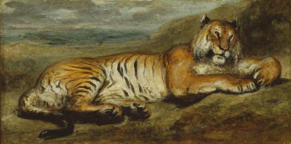 Tiger Resting by Eugène Delacroix