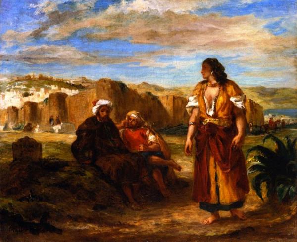 View Of Tangier With Two Seated Arabs by Eugène Delacroix