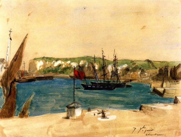 View Of The Port Of Dieppe by Eugène Delacroix