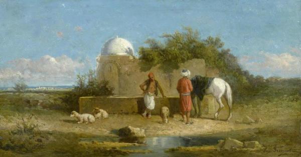 Bergers Dans Une Oasis (herdsmen At An Oasis) by Eugène Fromentin