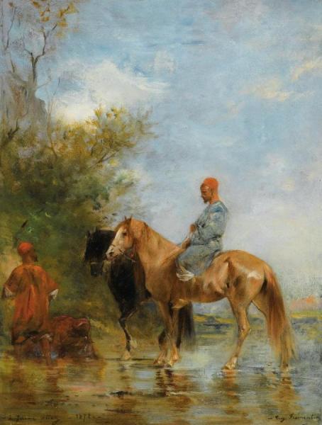 Horsemen By The River (cavaliers Au Bord De L'eau) by Eugène Fromentin Oil Painting Reproductions