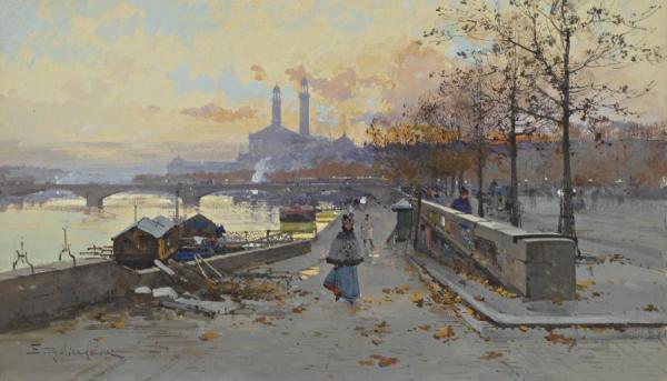 Au Quai by Eugene Galien-laloue