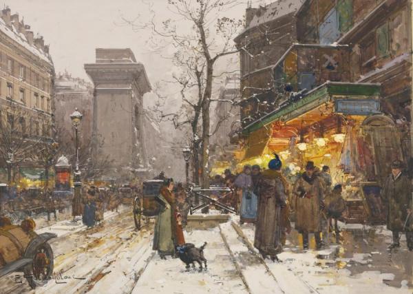 Boulevard De Bonne Nouvelle by Eugene Galien-laloue Oil Painting Reproductions