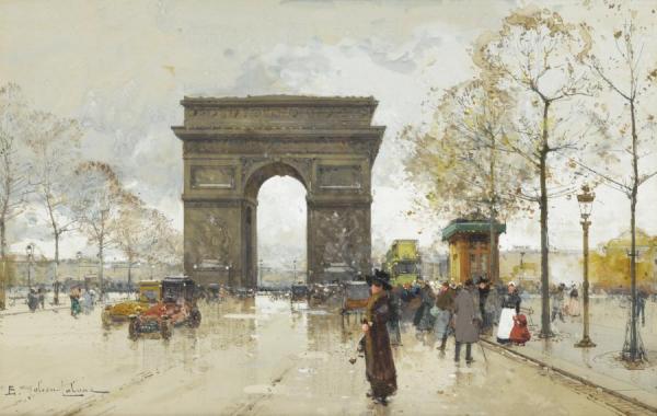 L'arc De Triomphe by Eugene Galien-laloue