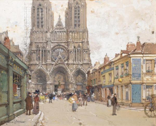 La Cathedrale De Reims by Eugene Galien-laloue