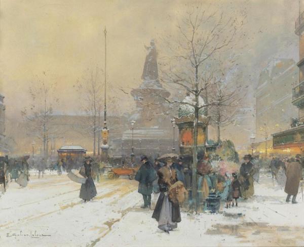 La Place De La Republique,paris by Eugene Galien-laloue