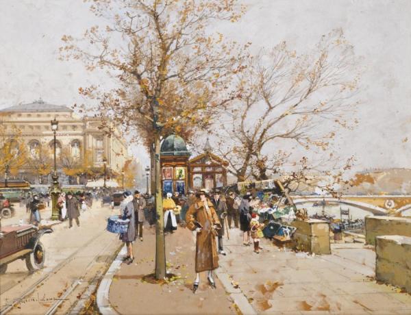 La Place Du Chatelet A Paris by Eugene Galien-laloue