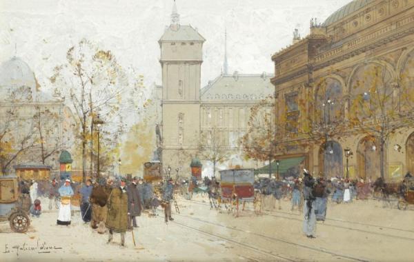 La Place Du Chatelet I by Eugene Galien-laloue