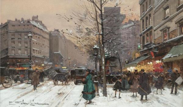 La Porte St Martin by Eugene Galien-laloue