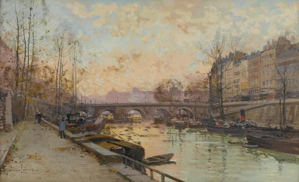 La Seine by Eugene Galien-laloue