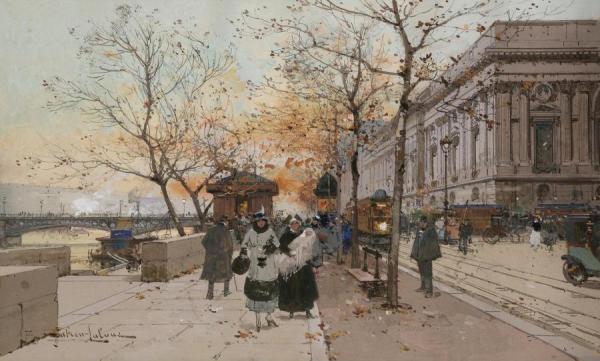 Le Quai Du Louvre by Eugene Galien-laloue