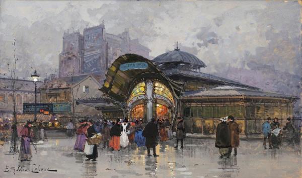 Paris,les Halles by Eugene Galien-laloue Oil Painting Reproductions