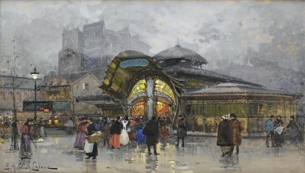 Paris Les Halles by Eugene Galien-laloue