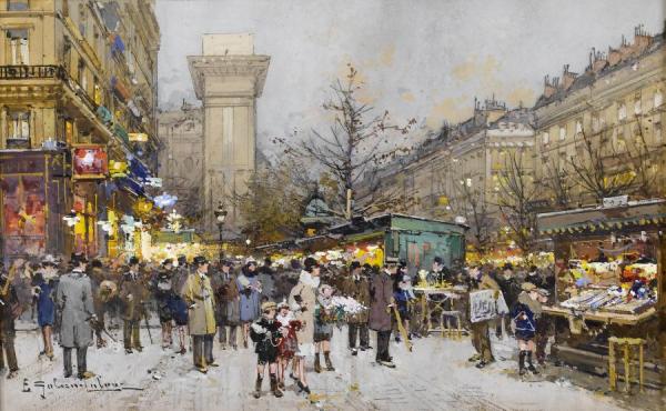 Paris Porte Saint-denis by Eugene Galien-laloue