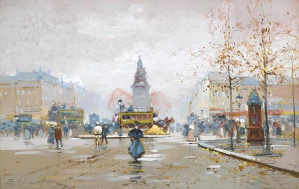 Place Clichy by Eugene Galien-laloue Oil Painting Reproductions