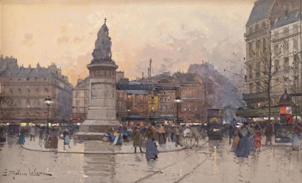 Place Clichy I by Eugene Galien-laloue