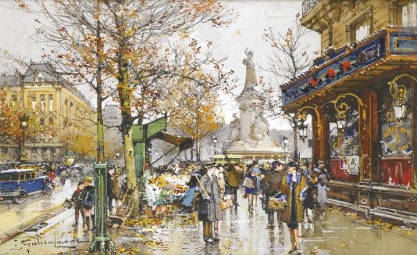 Place De La Republique by Eugene Galien-laloue