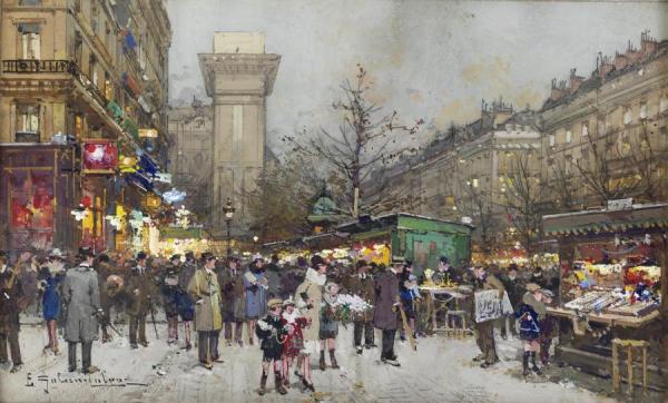 Porte Saint Denis by Eugene Galien-laloue Oil Painting Reproductions