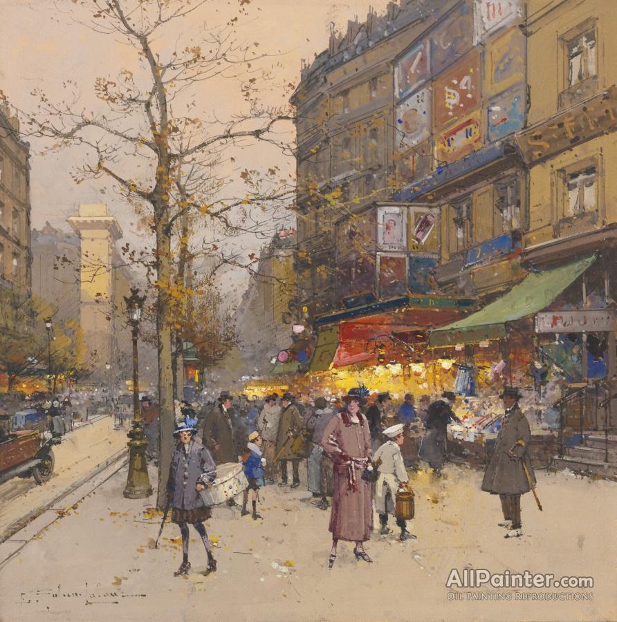 Porte Saint-Denis Paris Painting by Eugene Galien-Laloue Reproduction
