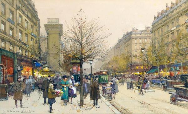 Porte St Denis by Eugene Galien-laloue Oil Painting Reproductions