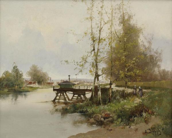 The Pond At The Edge Of The Village by Eugene Galien-laloue