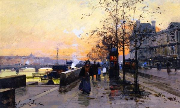 The Quays by Eugene Galien-laloue