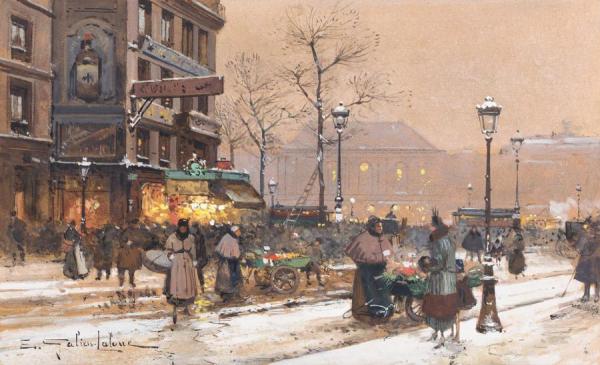 Un Marche Au Soir by Eugene Galien-laloue