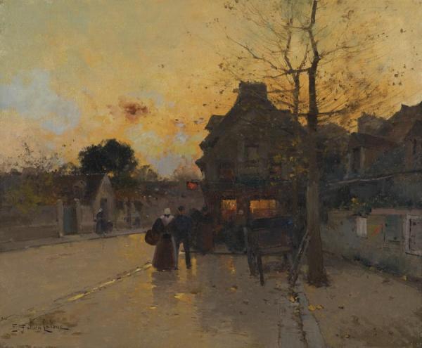 Village,un Soir D'automne by Eugene Galien-laloue