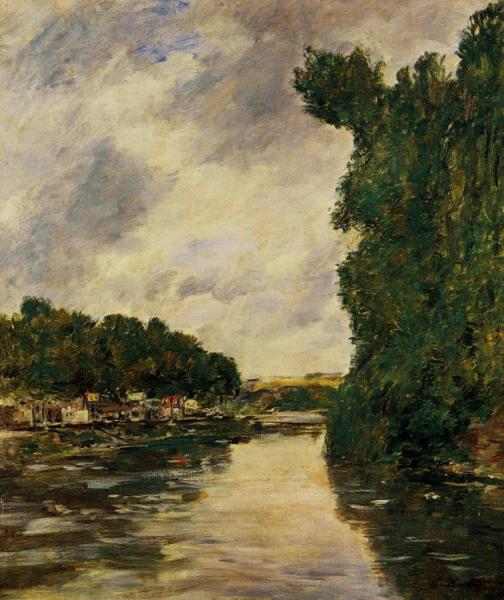 A River Near D'abbeville by Eugène-louis Boudin