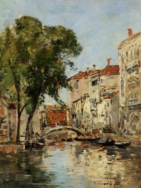 A Small Canal In Venice by Eugène-louis Boudin Oil Painting Reproductions