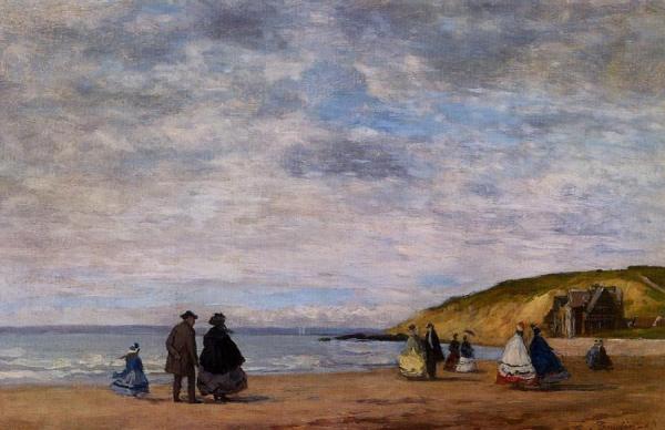A Walk On The Beach by Eugène-louis Boudin