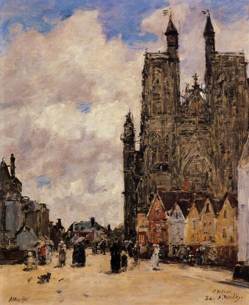 Abbeville, Street And The Church Of Saint-folfran by Eugène-louis Boudin