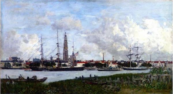 Antwerp, The Port by Eugène-louis Boudin