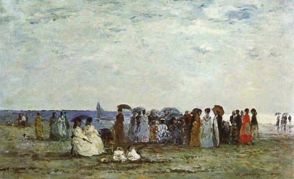 Bathers On The Beach At Trouville by Eugène-louis Boudin