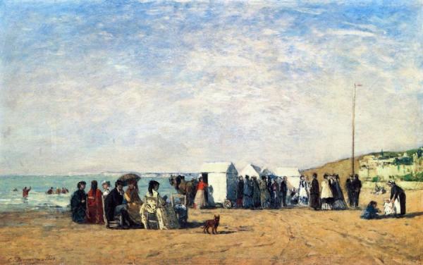 Bathing Hour On The Beach At Trouville by Eugène-louis Boudin