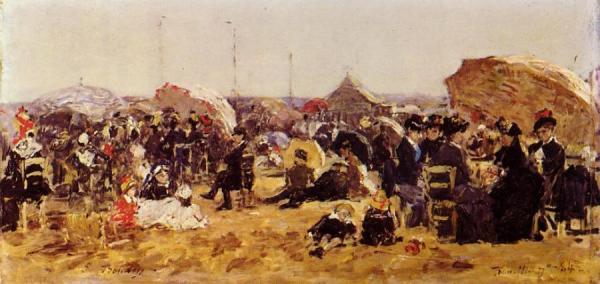 Beach At Trouville by Eugène-louis Boudin