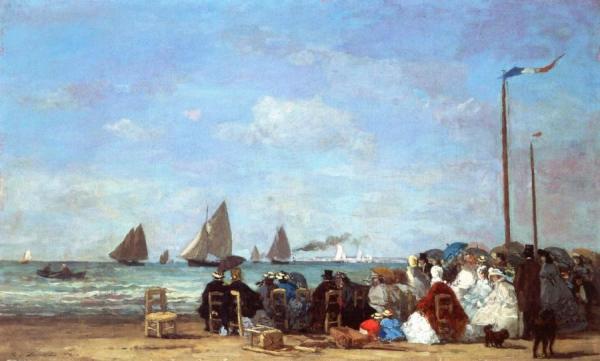 Beach At Trouville by Eugène-louis Boudin