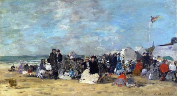 Beach Scene At Trouville by Eugène-louis Boudin