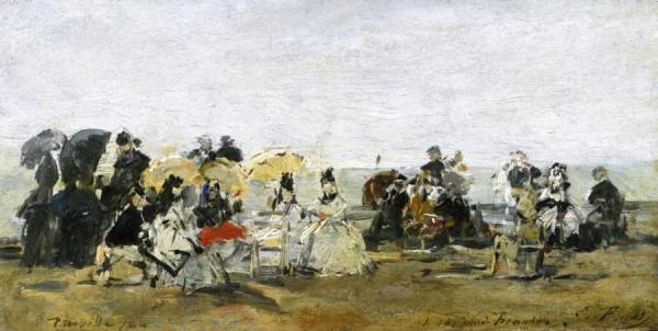 Beach Scene At Trouville by Eugène-louis Boudin