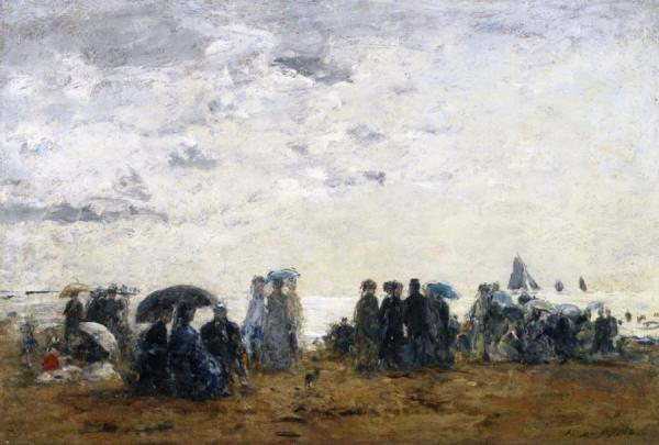 Beach Scene At Trouville by Eugène-louis Boudin