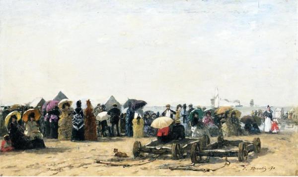 Beach Scene At Trouville by Eugène-louis Boudin