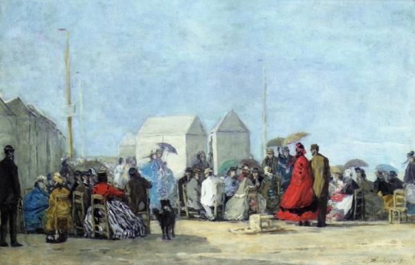 Beach Scene At Trouville by Eugène-louis Boudin
