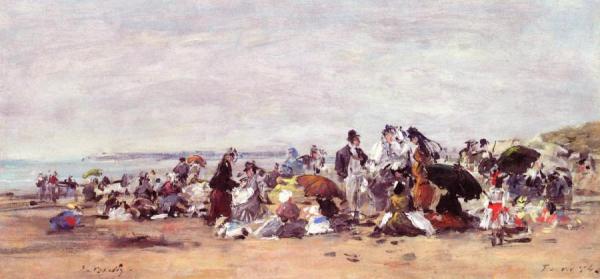 Beach Scene At Trouville by Eugène-louis Boudin