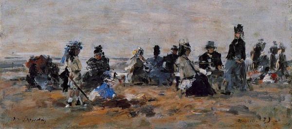 Beach Scene At Trouville, Evening by Eugène-louis Boudin