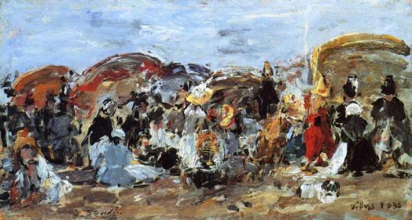 Beach Scene At Villers by Eugène-louis Boudin