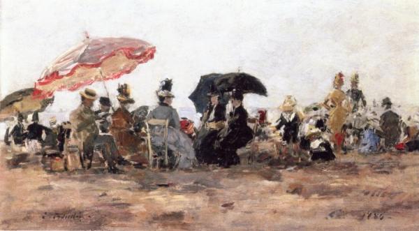 Beach Scene Near Trouville by Eugène-louis Boudin