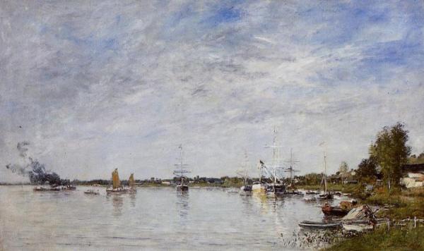 Boat Construction Docks At Lormont by Eugène-louis Boudin