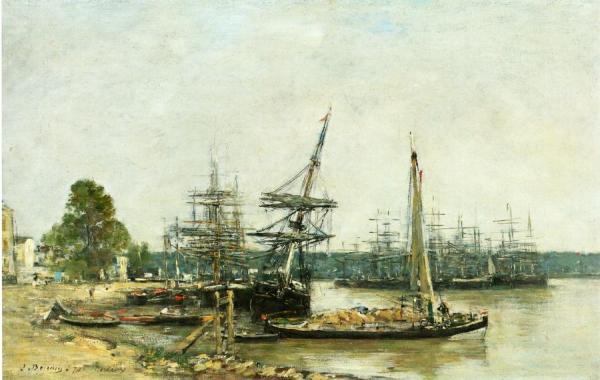 Bordeaux, Moored Boats On The Garonne by Eugène-louis Boudin