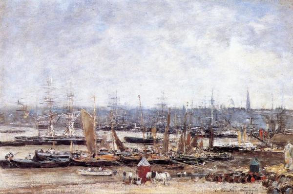 Bordeaux, Panorama Of The River, View As Seen From The Quai Des Chartons by Eugène-louis Boudin